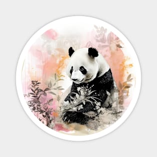 Panda with semi abstract foliage Magnet